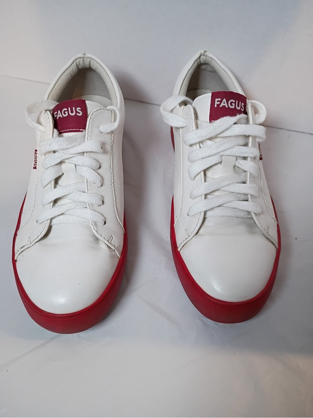 FAGUS Women’s White Red Platform Sneakers Casual Lace Up Shoes Size 37 EU - Picture 7 of 10